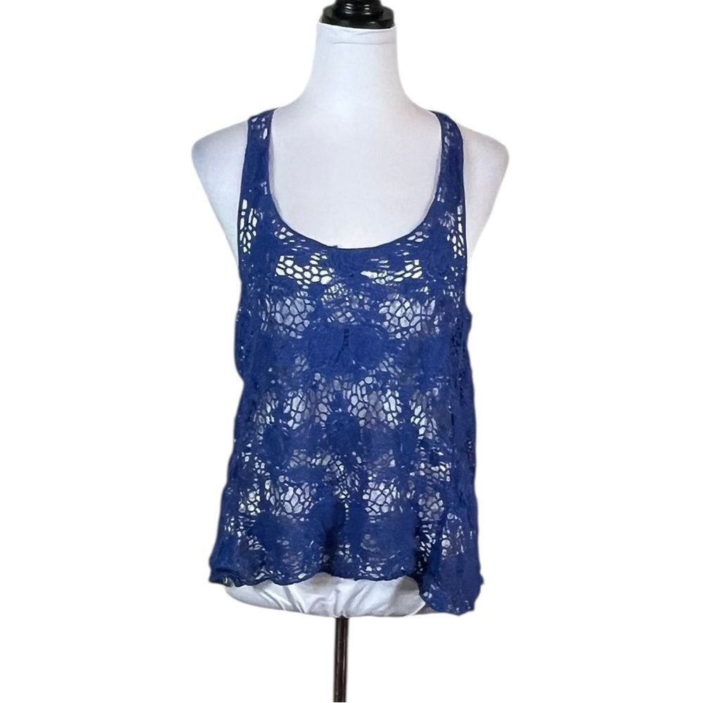 GeeGee Blue‎ Crochet Tank Top, Size M/L, NWT